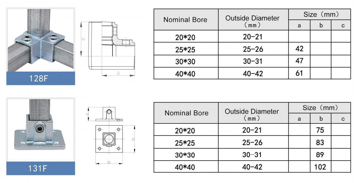 Preminum Cast Iron Square Tube Clamps