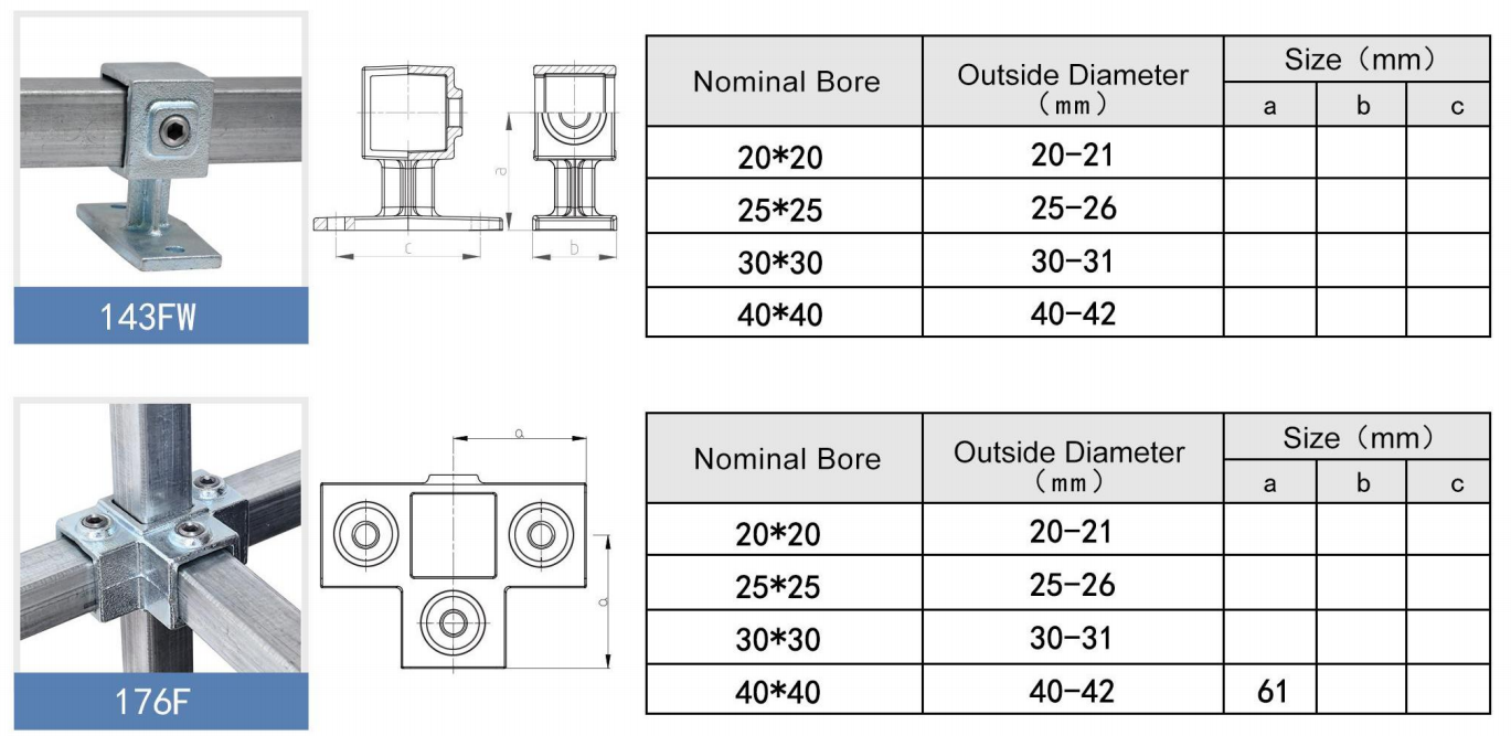 Preminum Cast Iron Square Tube Clamps